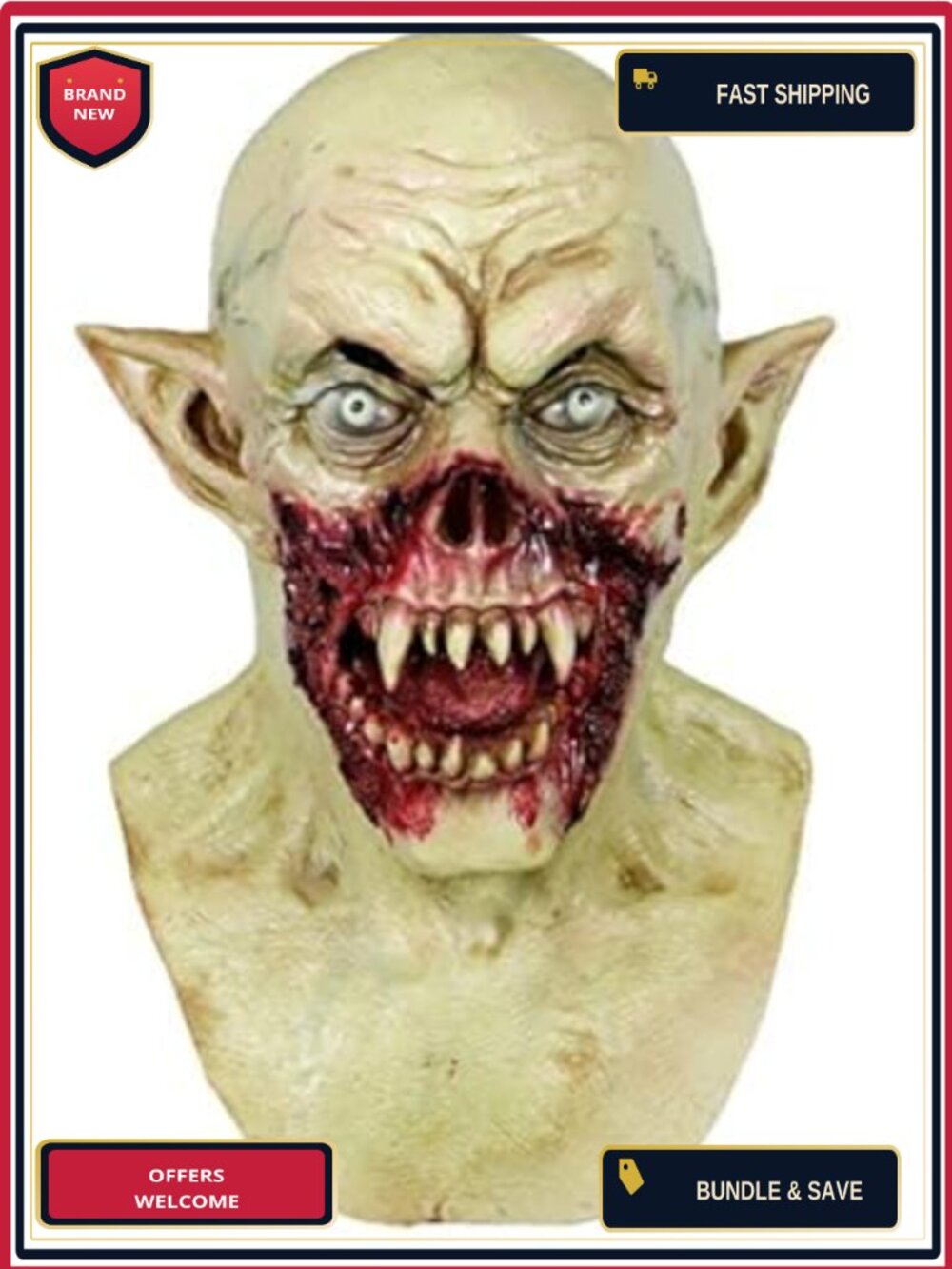 Latex Vampire Zombie Head Mask Horror Costume Party